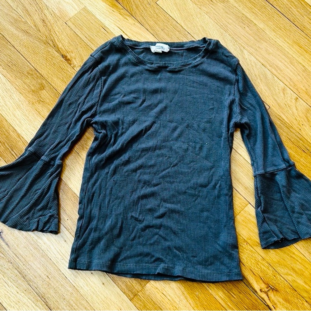 Hashttag Gray Ribbed Long Bellsleeve Women’s Top Sz S